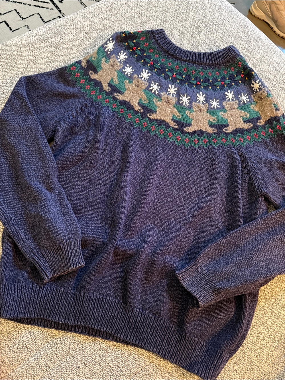 Northern Reflections Navy Crewneck Fair Isle Sweater with Bears